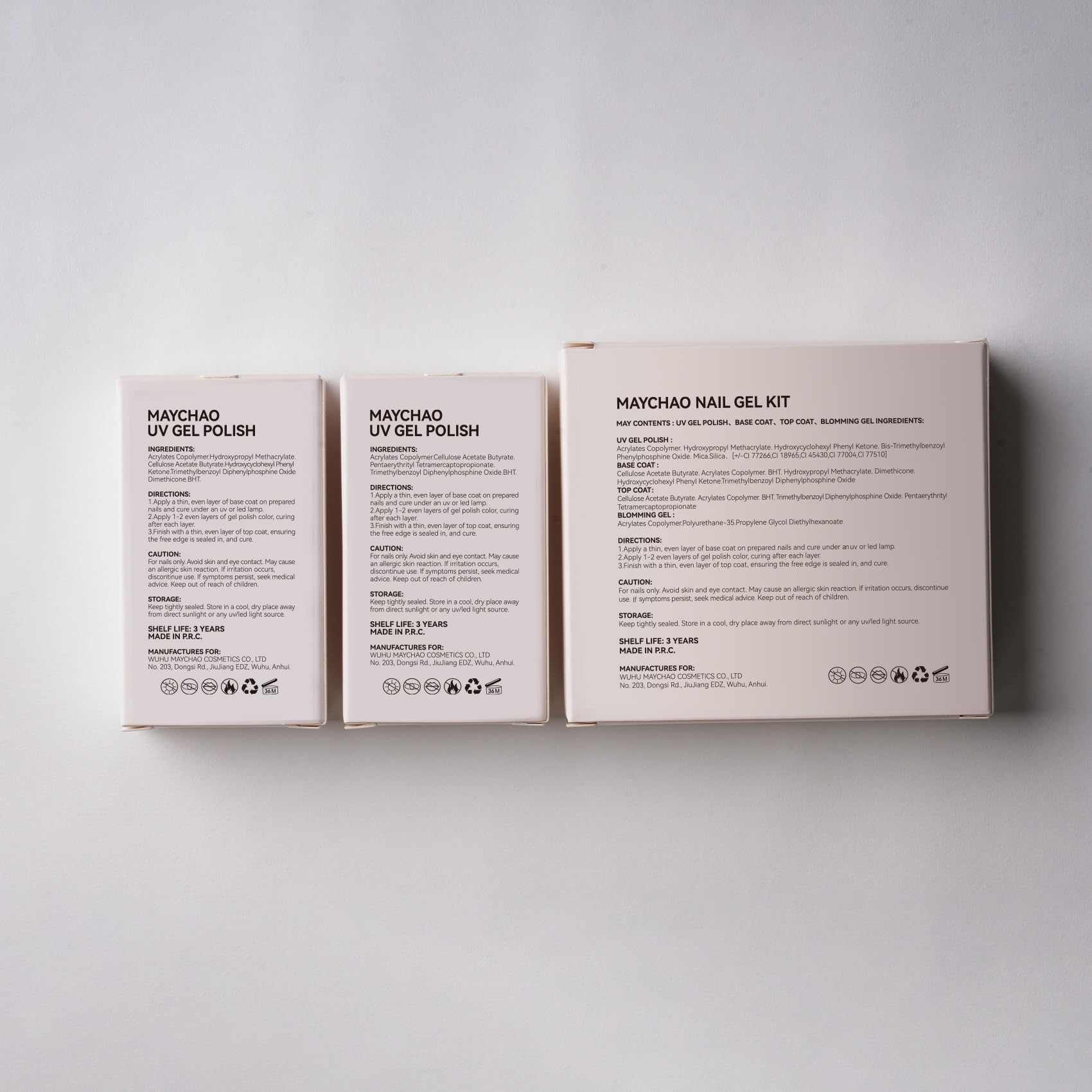 MAYCHAO bottles in a small pouch showing travel-ready convenience
