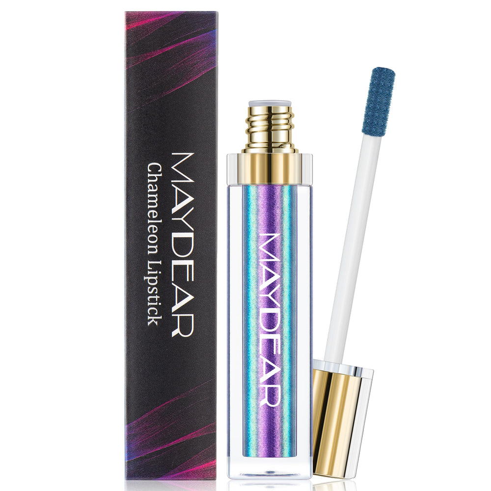 Maydear gloss texture close-up highlighting smooth, creamy pigment and reflective shimmer