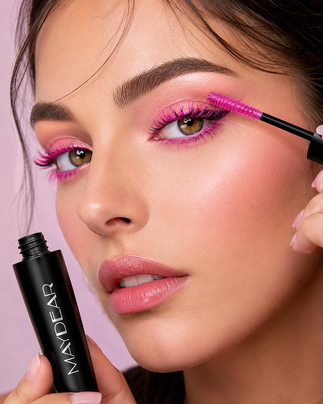 Maydear rose mascara brush closeup separating lashes for defined volume