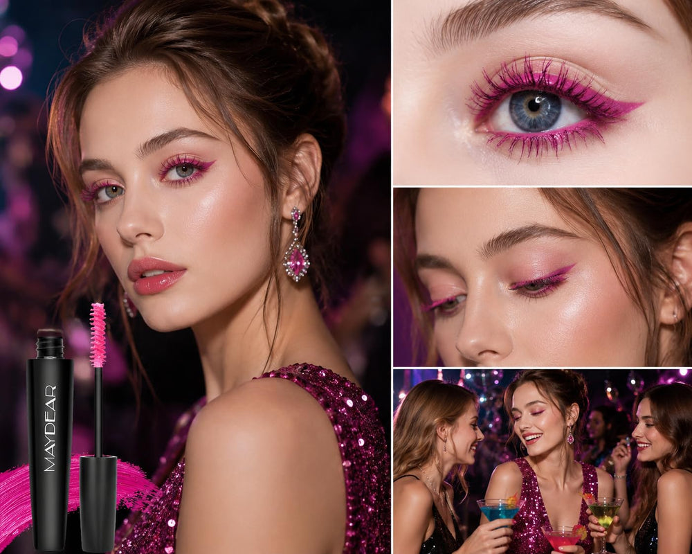 Maydear rose mascara in lifestyle setting indicating long-lasting party benefit