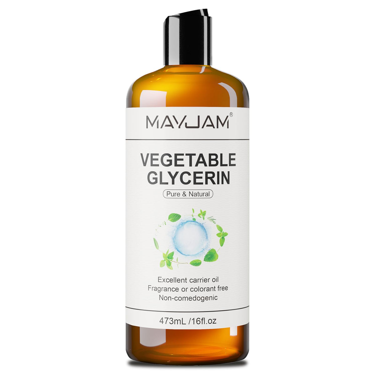 MAYJAM front label on 16 fl oz bottle showing purity and plant-source benefits