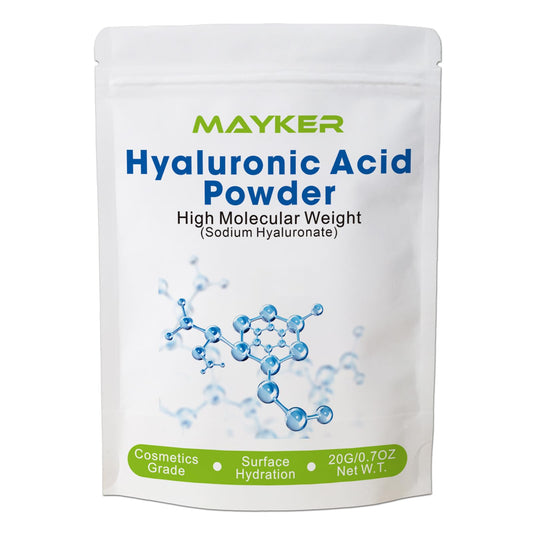 MAYKER front packaging jar showing pure HA powder and brand clarity benefits