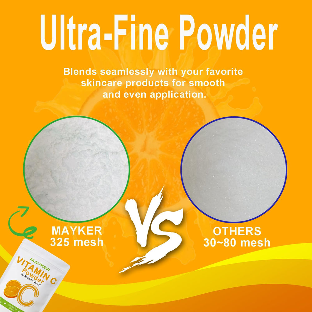 MAYKER powder on a spoon to show fine texture and easy dissolution benefit