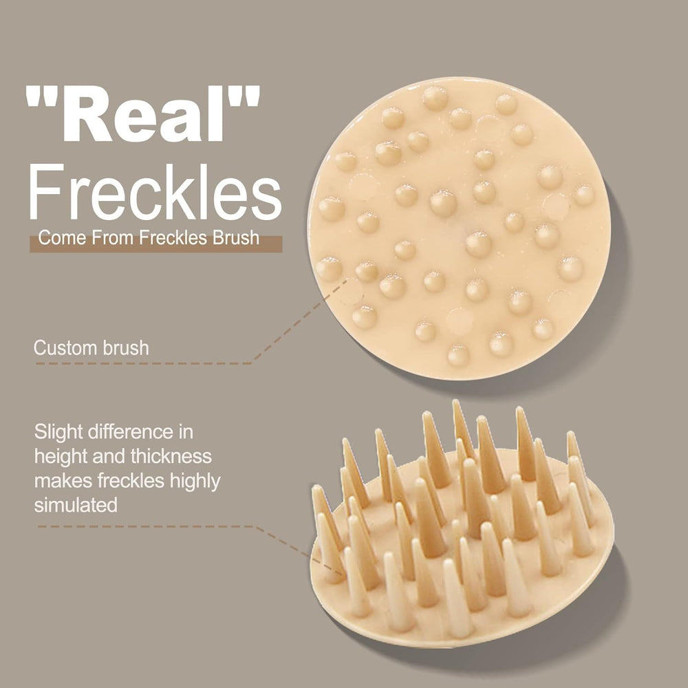 MAYKOO freckle pen in use on cheeks showing natural freckles and quick application benefit