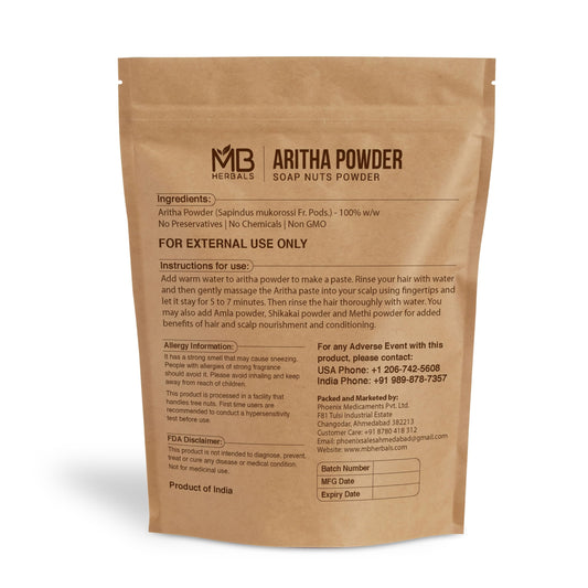 MB Herbals powder texture close-up highlighting fine soapnut granules for easy mixing benefit