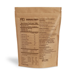 MB Herbals close-up of finely milled Bhringraj powder in bowl showing texture and mixability
