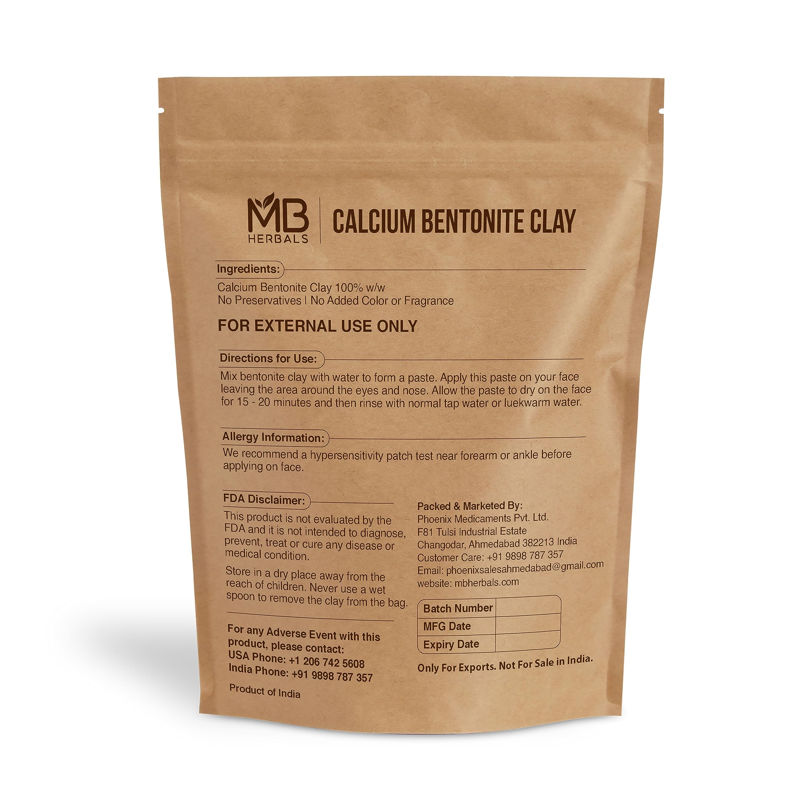 MB Herbals bentonite clay texture close-up showing fine powder for smooth blends