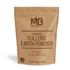 MB Herbals front packaging of Fullers Earth showing clean, natural branding and clarity