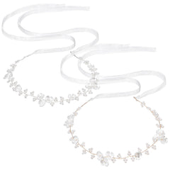 MBAIYO front view flower headpiece showing elegant pearls and crystals for timeless looks