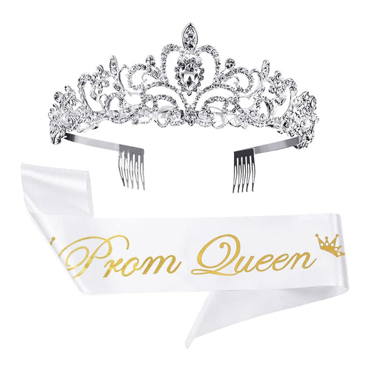 M&C Music Color front view of tiara and sash showing elegant sparkle