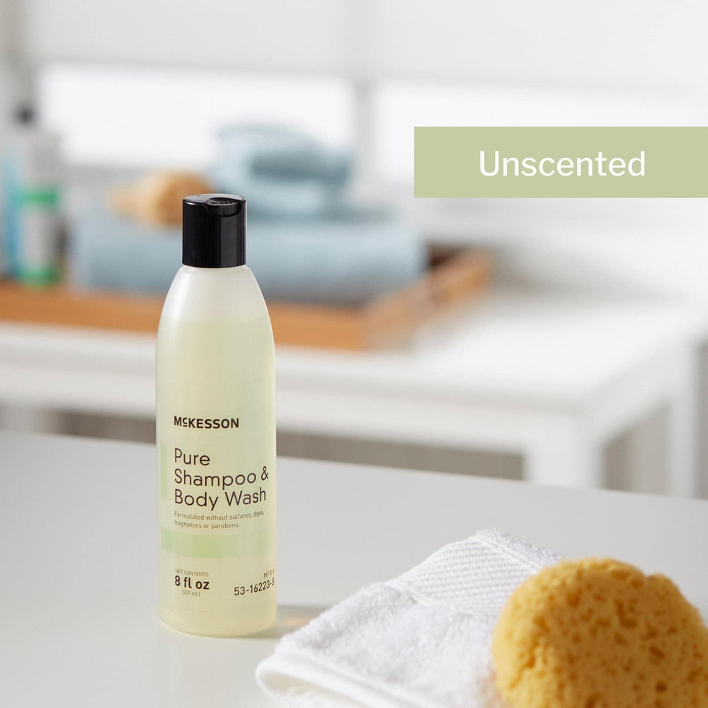 McKesson in-shower use demonstrating hair and body application for convenience benefit