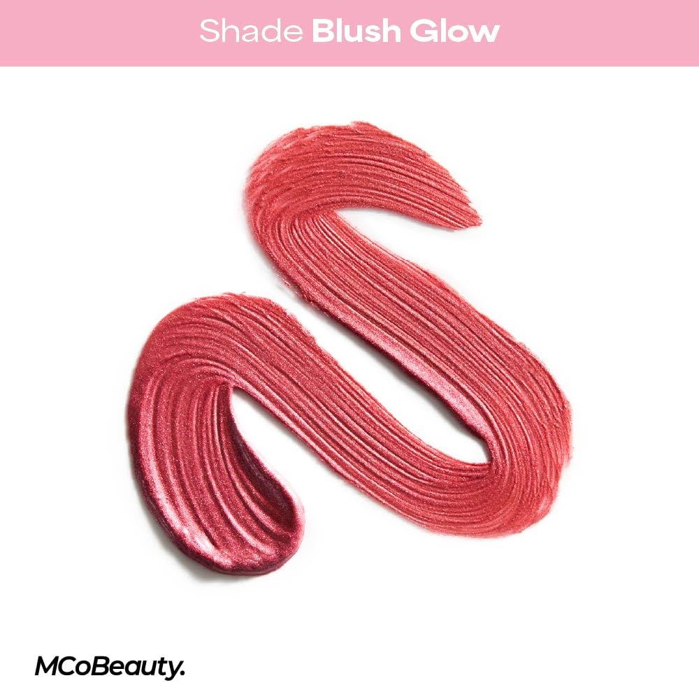 MCoBeauty small dots of Blush Glow on cheek demonstrating targeted application