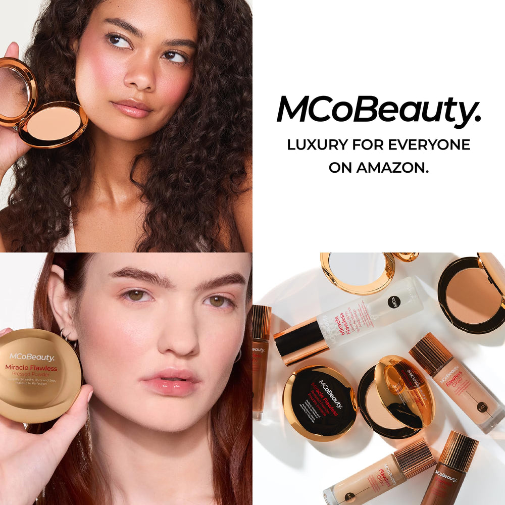 MCoBeauty compact inside handbag for on-the-go mattifying touch-ups