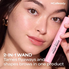 MCoBeauty application on brows in hand for fast shaping and natural hold