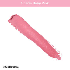 MCoBeauty lip swatch of Baby Pink offering coordinated cheek and lip tint