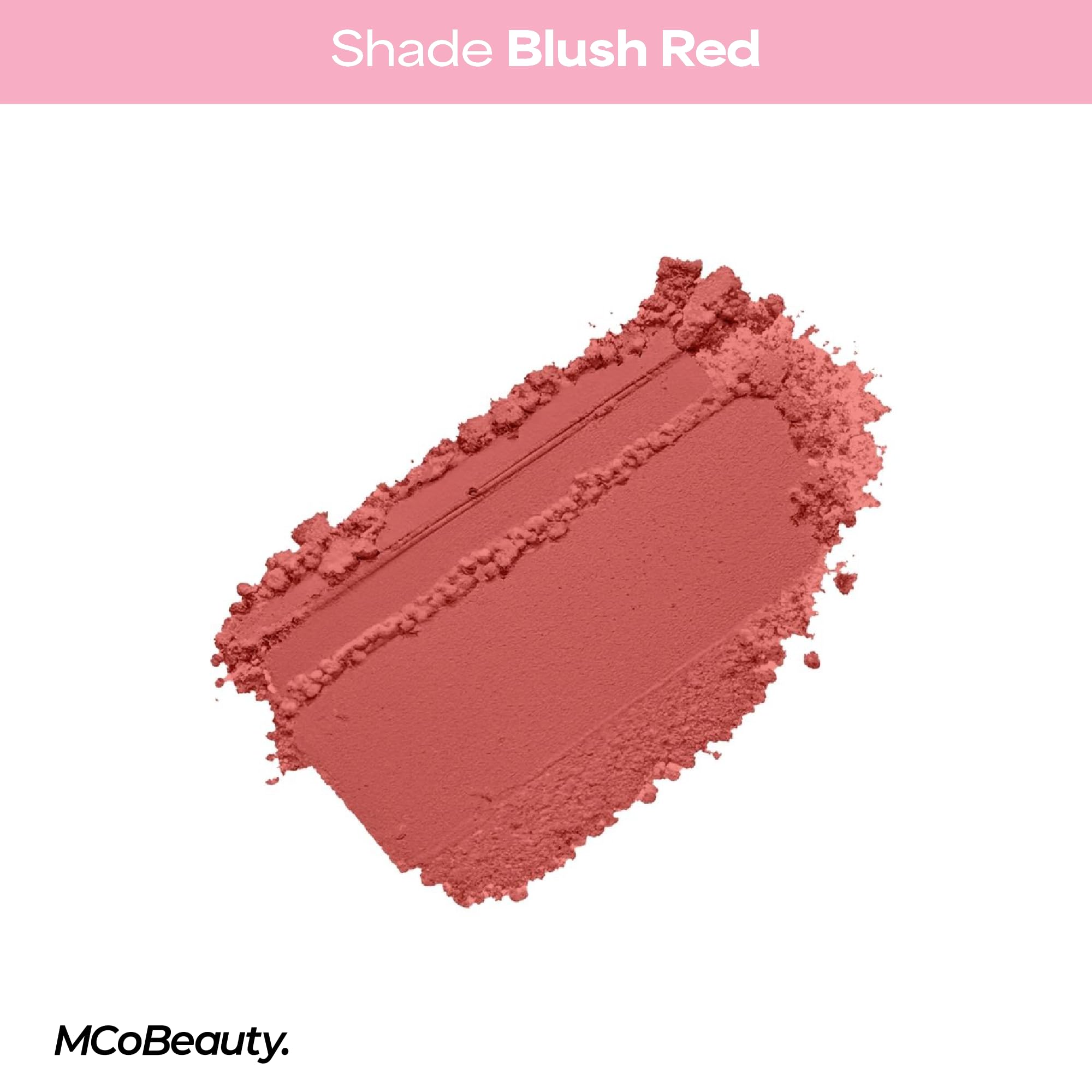MCoBeauty blush red packaging label detail showing clean ingredient callouts