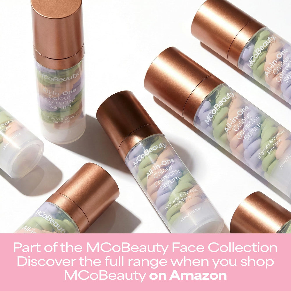 MCoBeauty bottle in hand to show 30 mL size and portable convenience