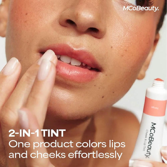 MCoBeauty gel-cream texture swipe showcasing smooth blendability and dewy finish