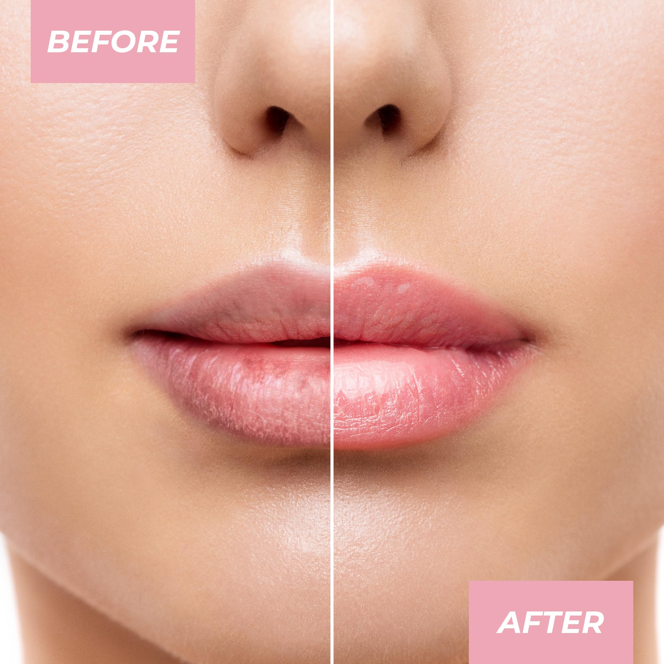 MCoBeauty balm applied on lips in use showcasing personalized pink tint and gloss