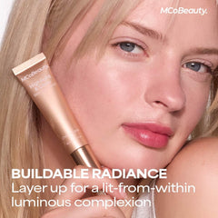 MCoBeauty highlight on cheekbone demonstration for natural radiant finish
