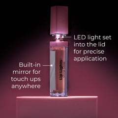 MCoBeauty gloss layered over matte lipstick adding reflective dimension