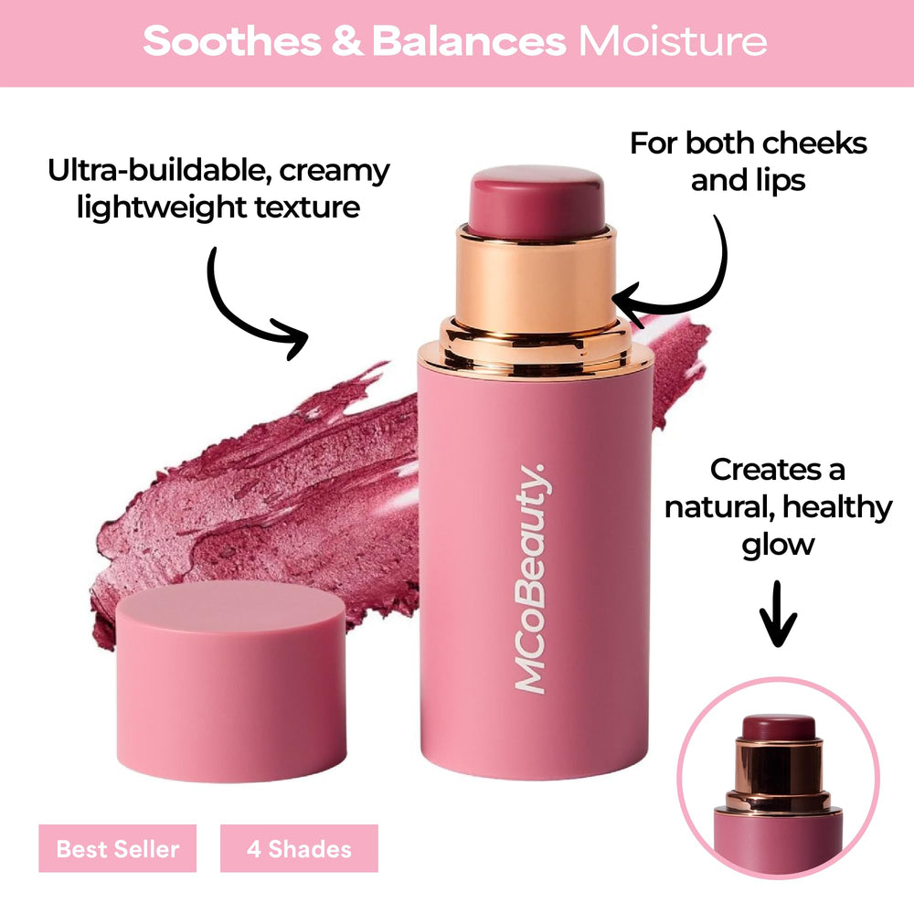 MCoBeauty Lucy stick open side view demonstrating retractable design for easy application