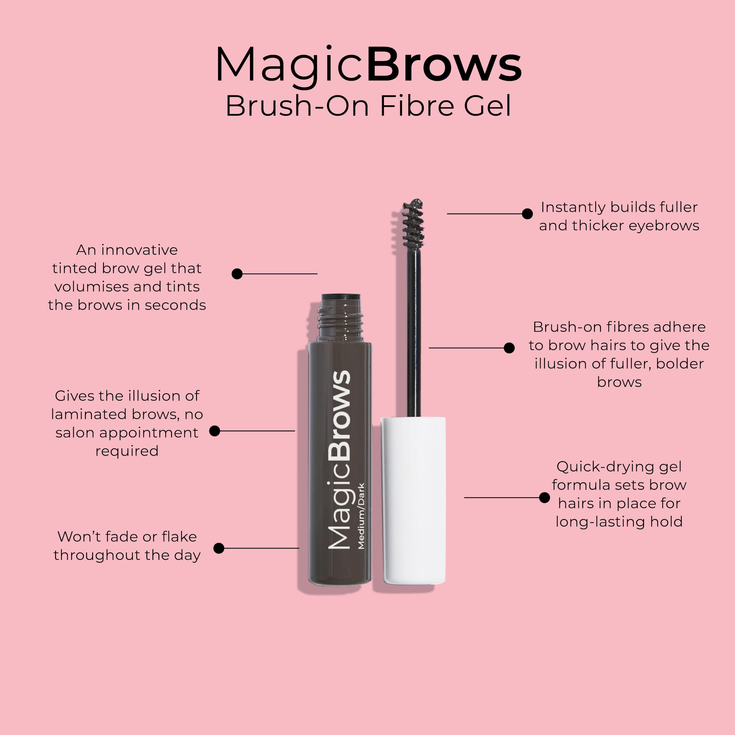 MCoBeauty Magic Brows gel texture swatch showing fiber volume