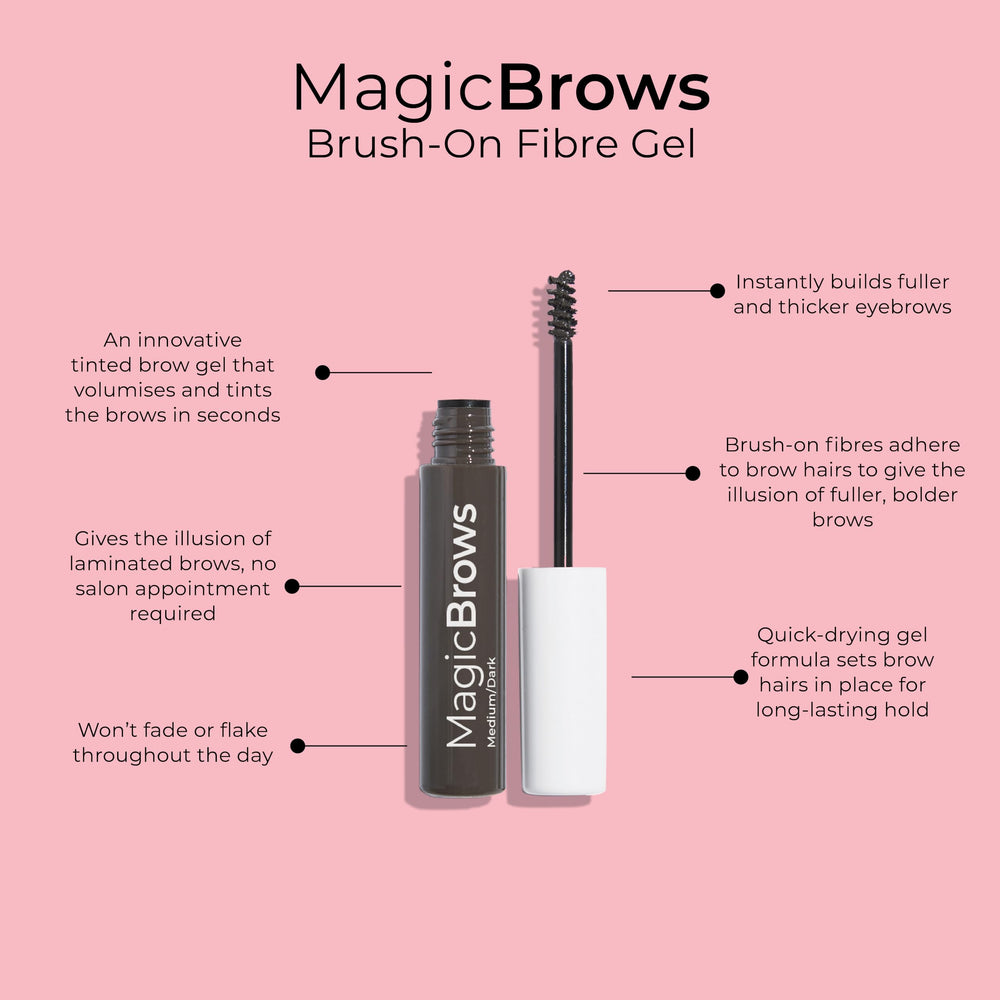 MCoBeauty Magic Brows gel texture swatch showing fiber volume