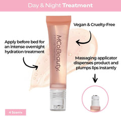 MCoBeauty peach tint swipe on lips showing natural glossy enhancement
