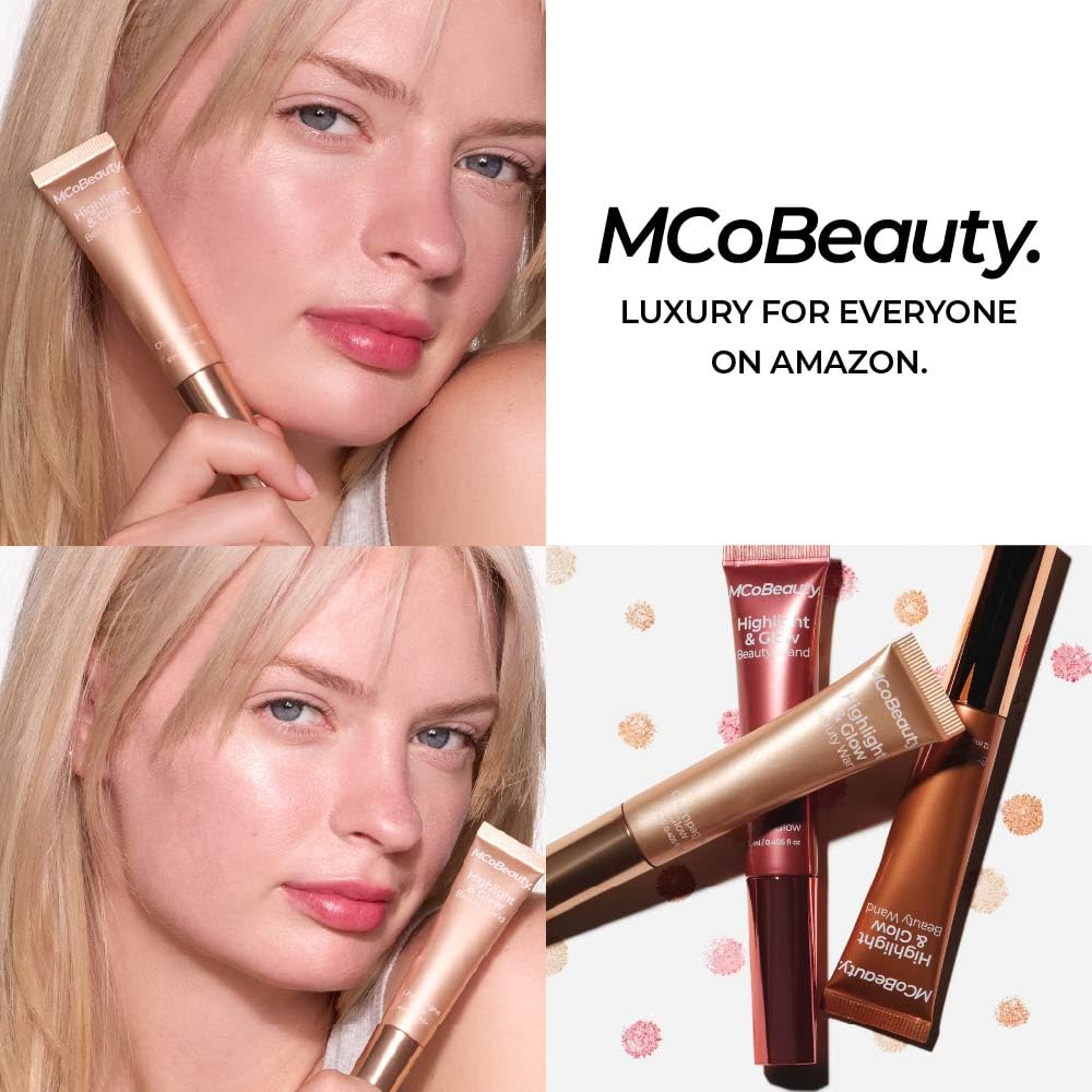 MCoBeauty product with makeup flatlay illustrating styling ideas