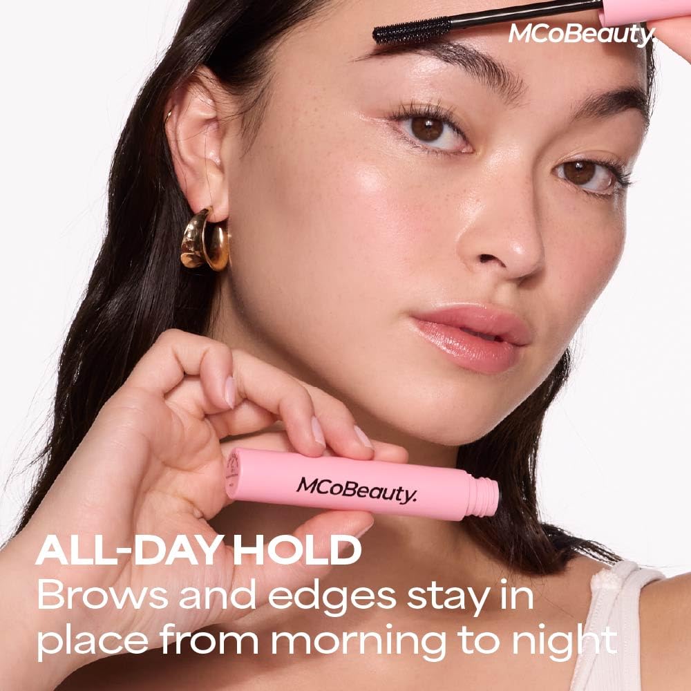 MCoBeauty silicone brush close-up showing flexible bristles for precise brow shaping
