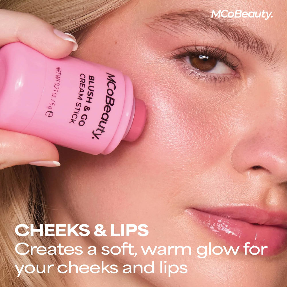 MCoBeauty blending on cheek close-up for natural radiant finish