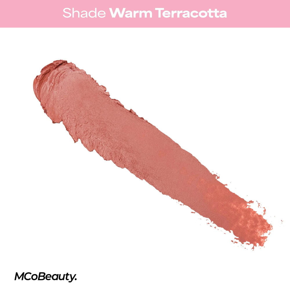 MCoBeauty lip tint application showing coordinated cheek and lip colour