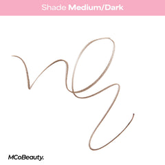 MCoBeauty warm brown swatch on skin shows blendable, buildable colour