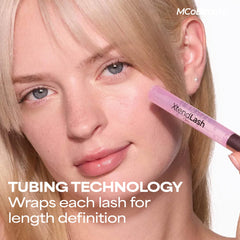MCoBeauty XtendLash wand and bristles coating lashes for defined length