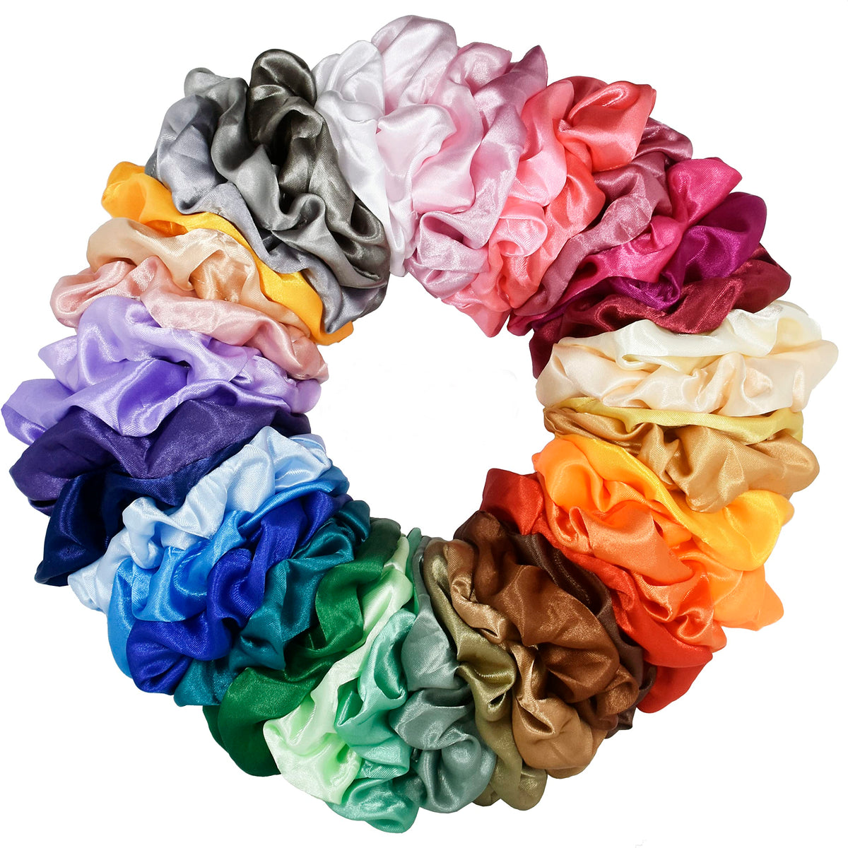 Mcupper front packaging showing full 40-color scrunchie set and variety