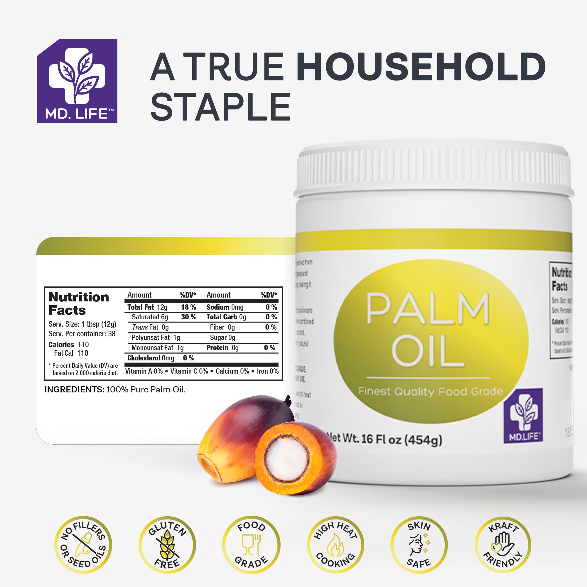 MD.LIFE palm oil texture in hand showing rich consistency and moisturizing benefit
