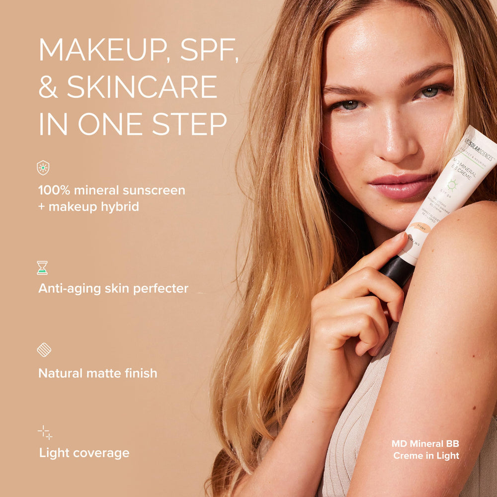 MDSolarSciences applying crème with fingertips showing easy blendability
