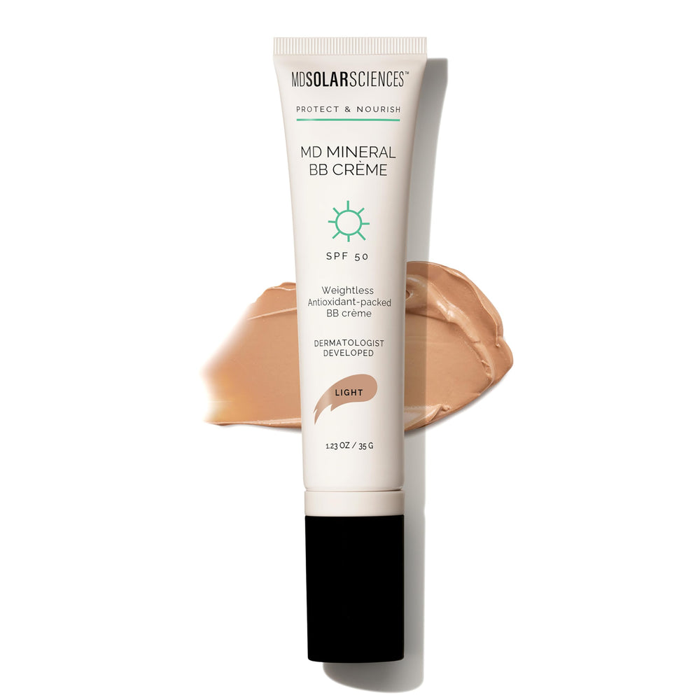 MDSolarSciences tube front view showing clean packaging and SPF 50 benefit