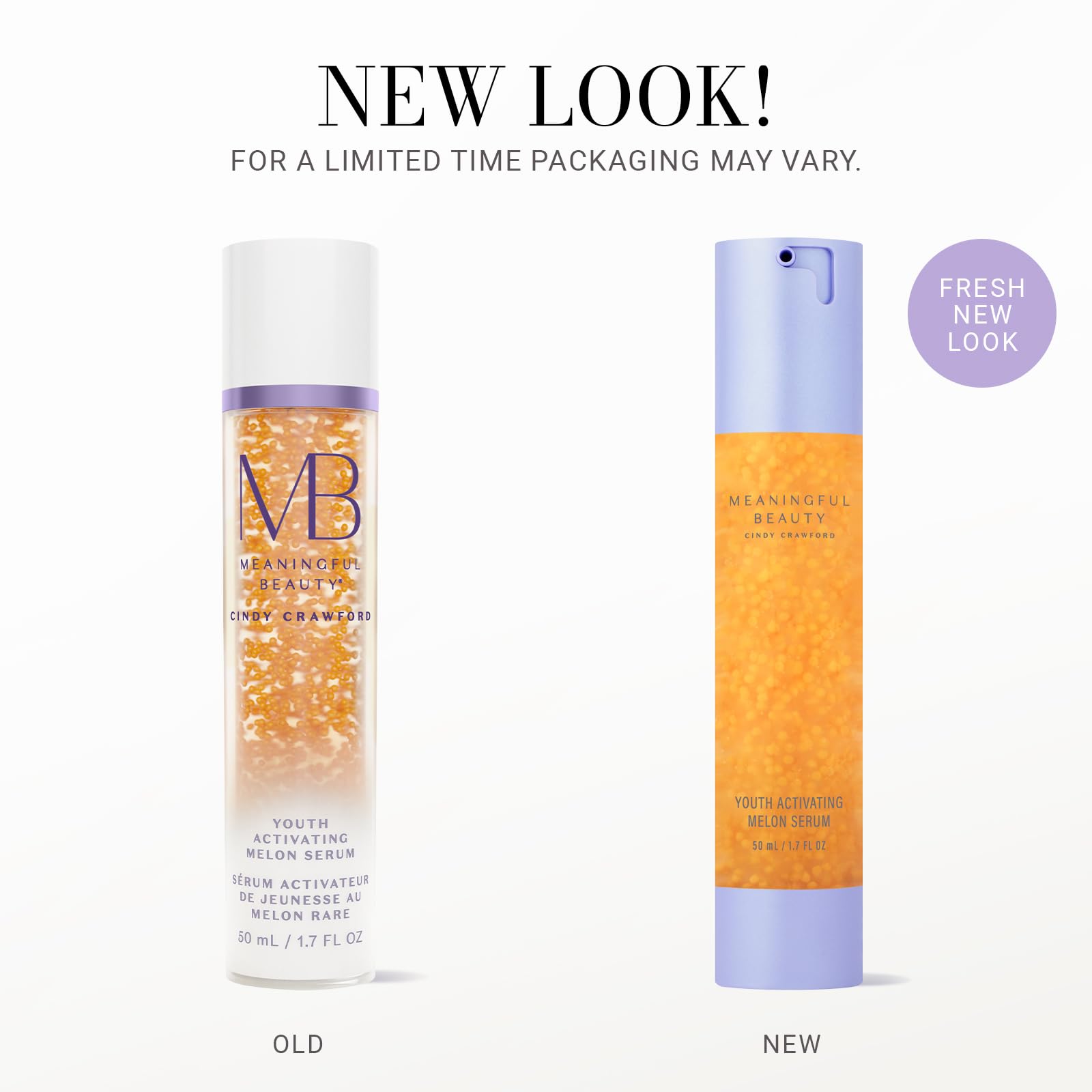 Meaningful Beauty close-up label highlighting melon stem cell extract benefit