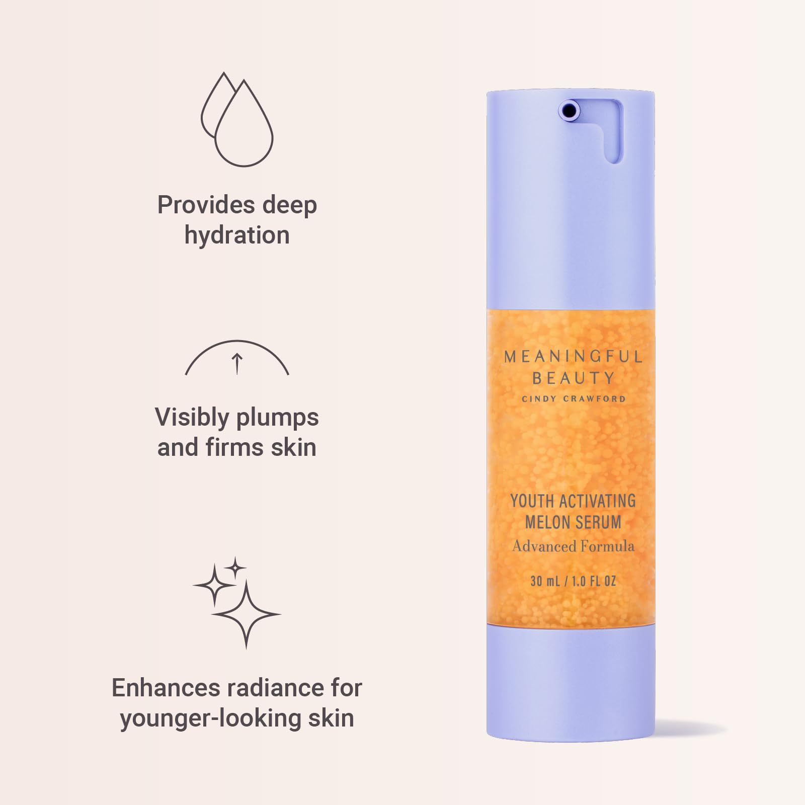 Meaningful Beauty dropper dispensing clear serum texture, demonstrates lightweight absorption