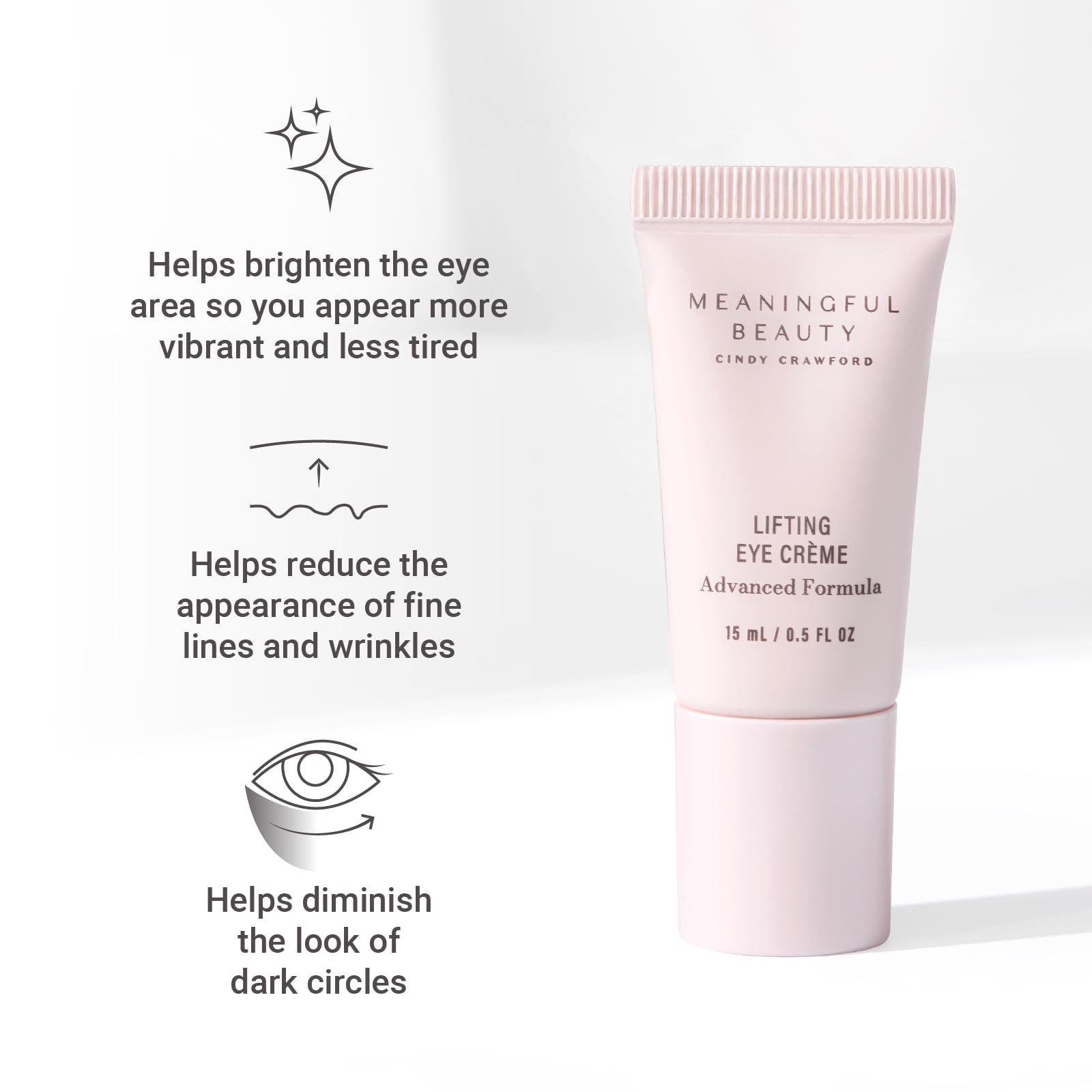 Meaningful Beauty applying cream under eye to reduce puffiness appearance
