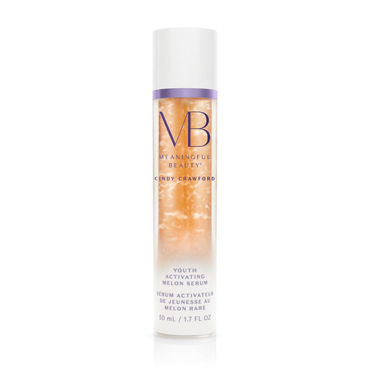 Meaningful Beauty front pump bottle showing sleek packaging and travel size benefit