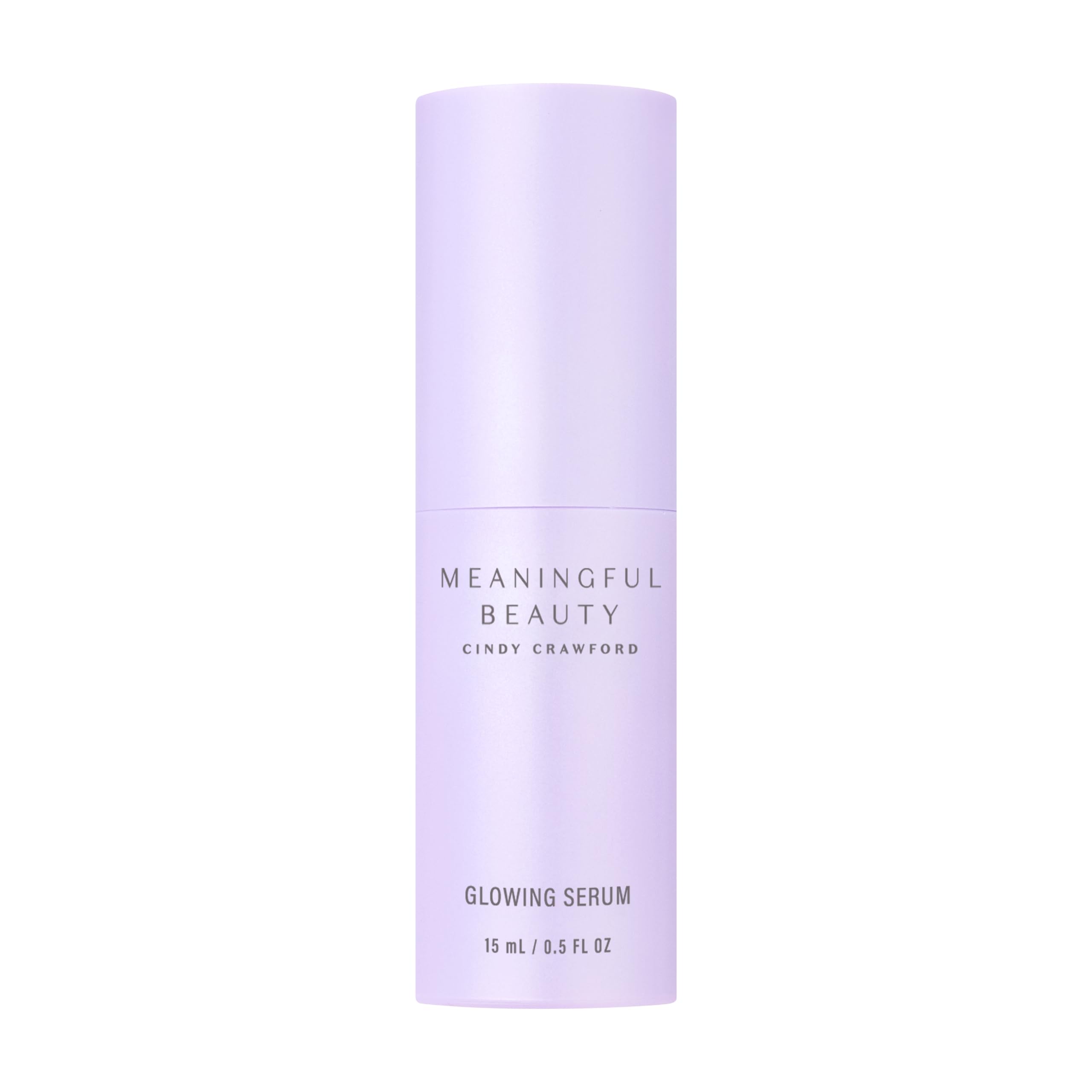 Meaningful Beauty front bottle showing compact travel-ready serum benefits radiance