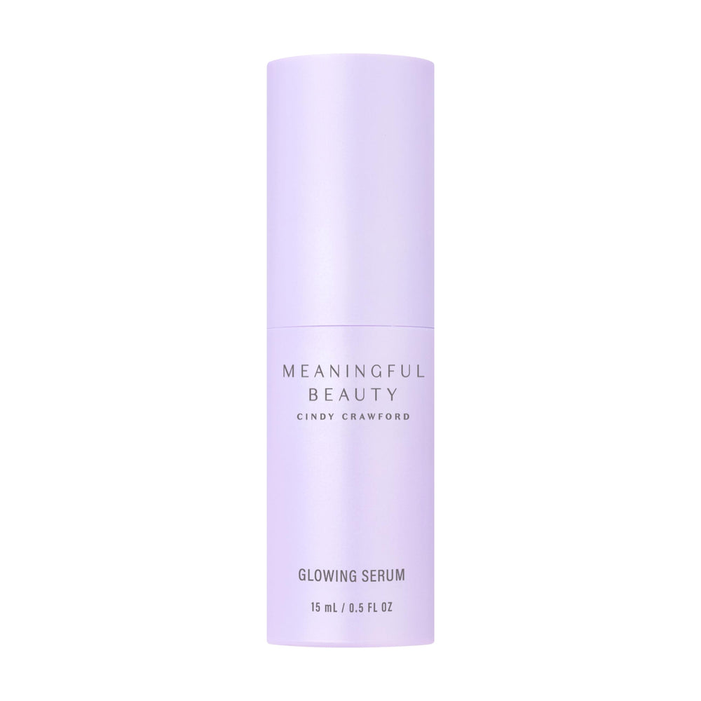 Meaningful Beauty front bottle showing compact travel-ready serum benefits radiance