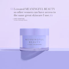 Meaningful Beauty jar on a bedside table evoking nighttime repair routine