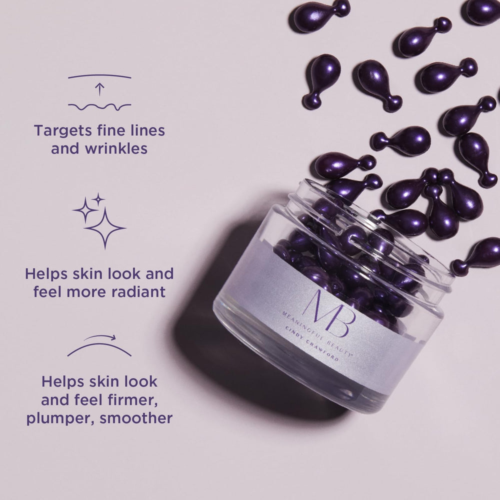 Meaningful Beauty single pearl-like capsule close-up highlighting precision