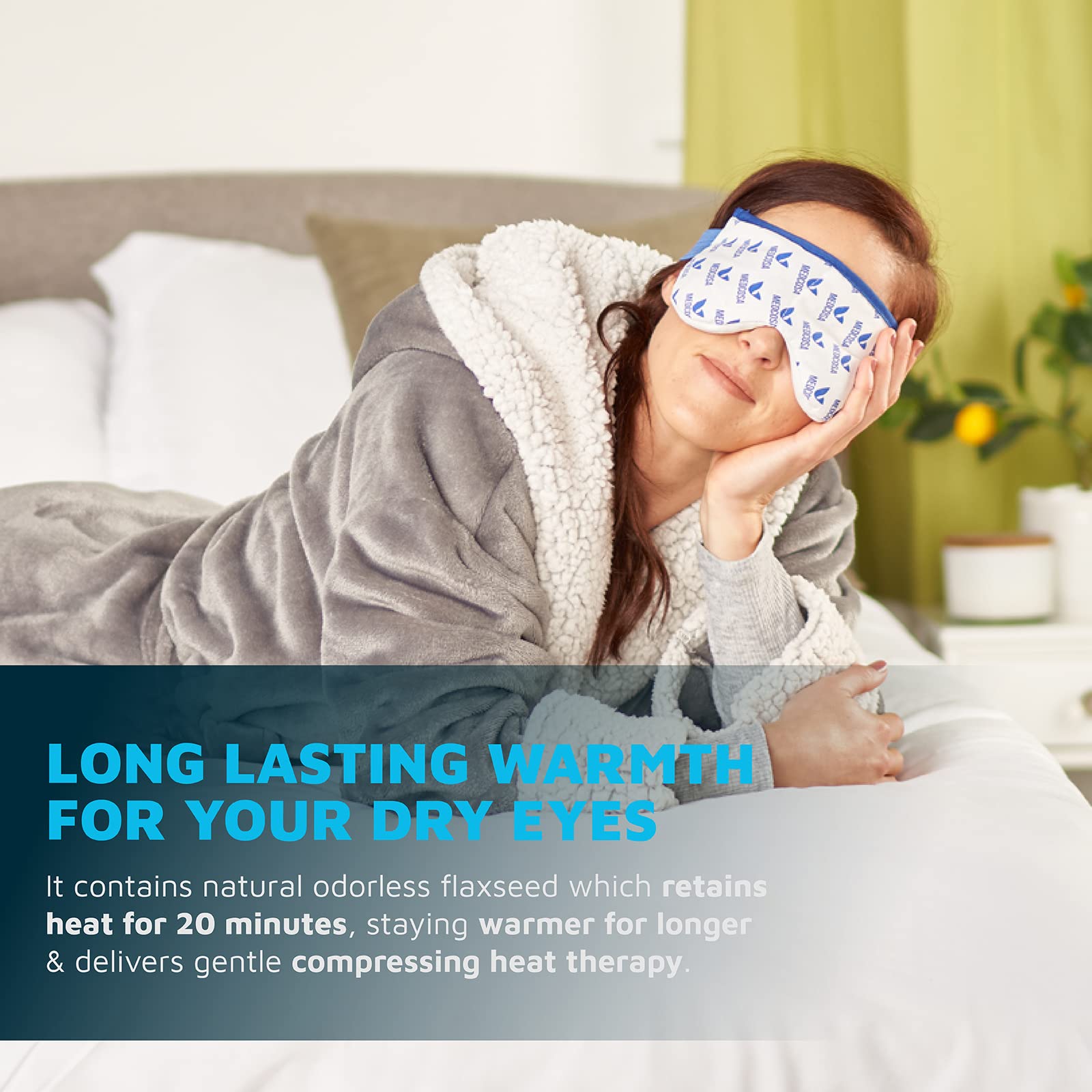 Medcosa in use on person resting benefit: soothes tired, screen-strained eyes