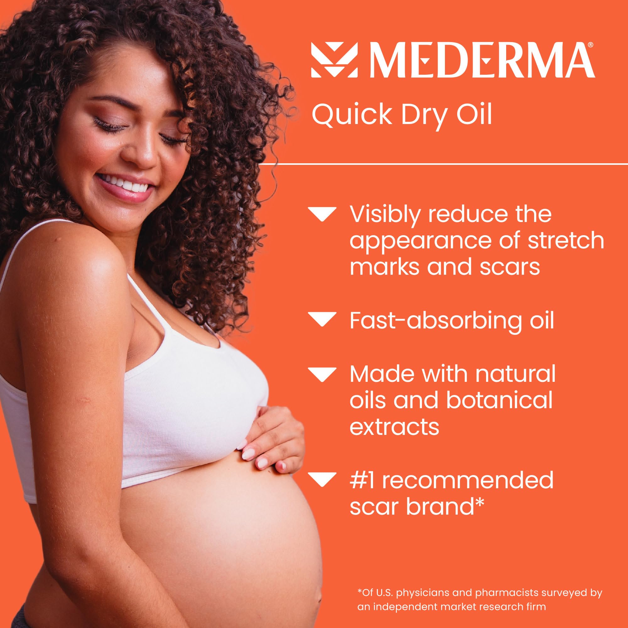 Mederma oil texture spread on skin demonstrating quick absorption and non-greasy feel