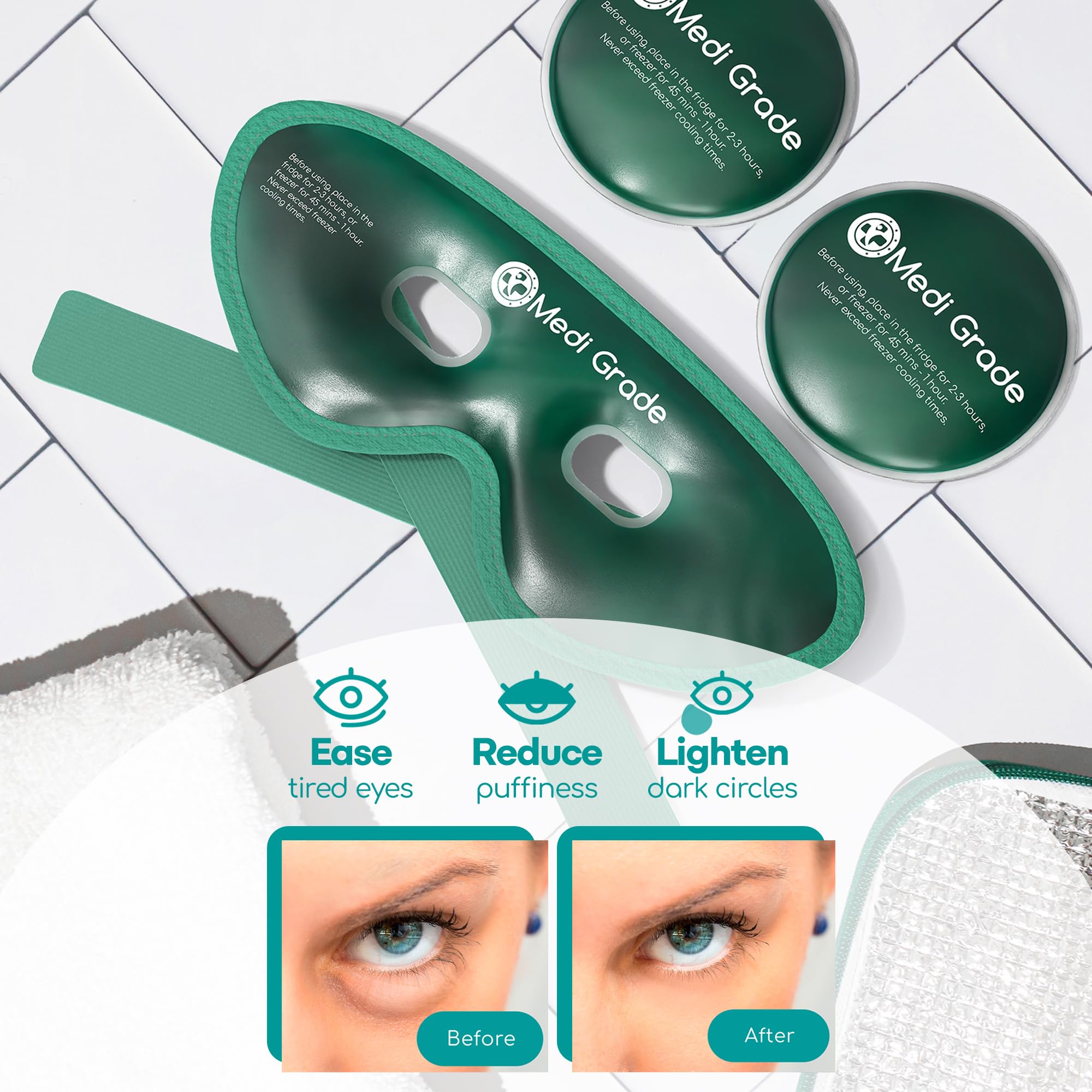 Medi Grade two gel pads laid out showing spare inserts for continuous use benefit